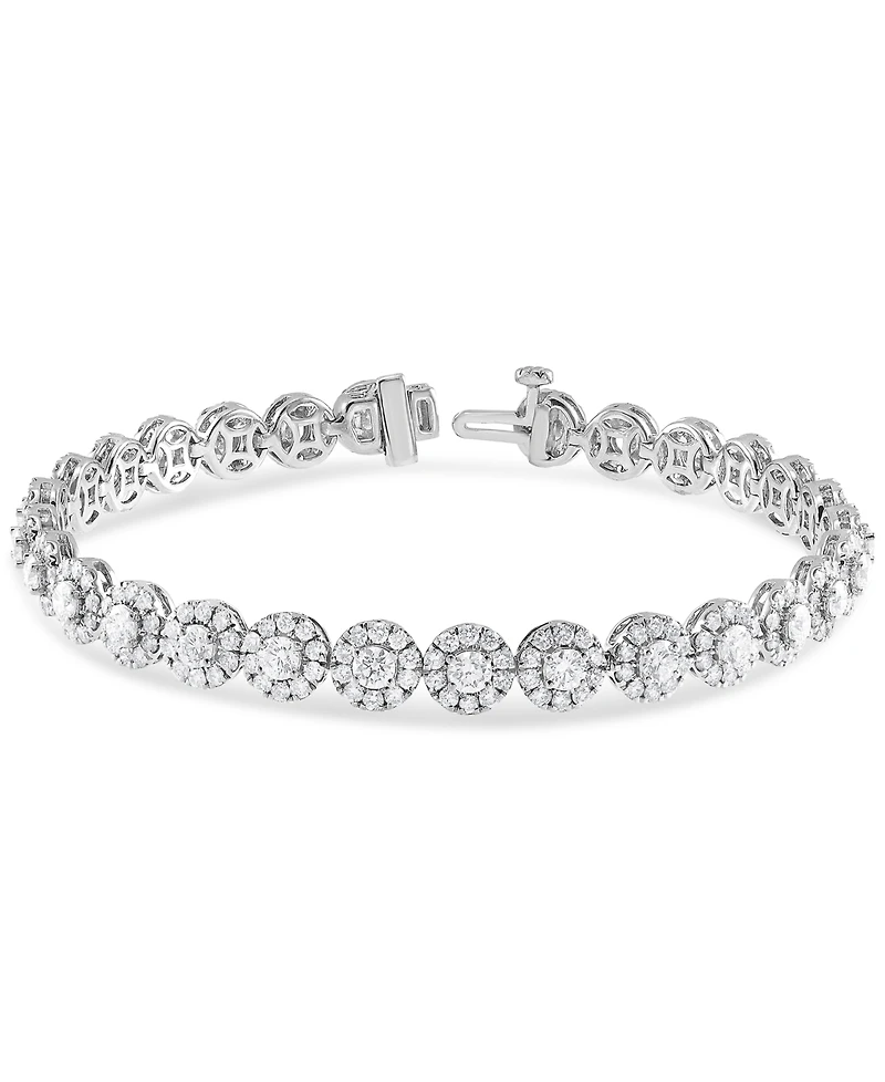 Diamond Halo Tennis Bracelet (7 ct. t.w.) in 14k White Gold