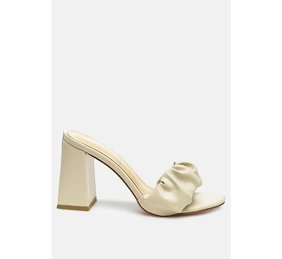 Womens Noie Ruched Strap Block Heel Sandals