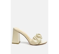 Womens Noie Ruched Strap Block Heel Sandals