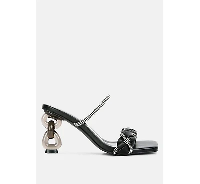 Womens Big Plan Diamante Detail Mid Heel Sandals