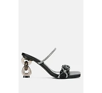 Womens Big Plan Diamante Detail Mid Heel Sandals