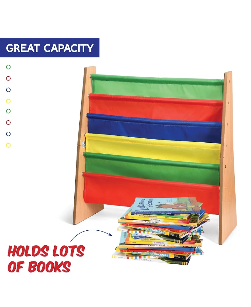 5 Pockets Kids Book Shelf And Magazine Rack Multi Color