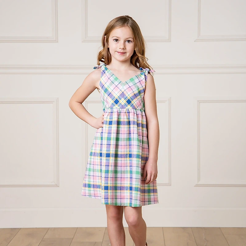 Hope & Henry Toddler Girls Sleeveless Bow Shoulder Swing Dress