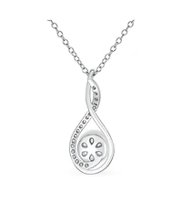 Bling Jewelry Elegant Forever Knot Twist Infinity Teardrop Cultured Freshwater White Pearl Necklace Pendant Cz Pave Sterling Silver 16-18 Inch