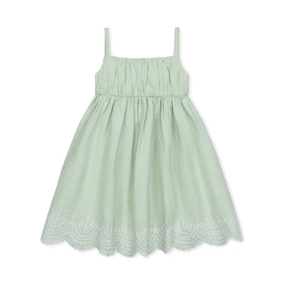 Hope & Henry Toddler Girls Sleeveless Ruched Party Dress with Embroidered Hem