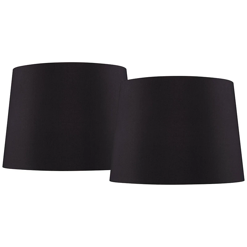 Springcrest Set of 2 Black Faux Silk Medium Drum Lamp Shades 11" Top x 13" Bottom x 9.5" Slant x 9.5" High (Spider)
