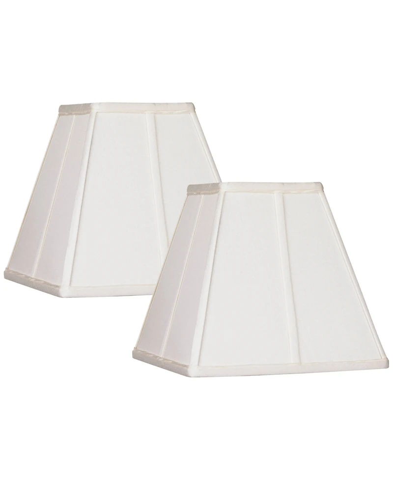 Springcrest Set of 2 Ivory Classic Small Square Lamp Shades 5.25" Top x 10" Bottom x 9" High (Spider) Replacement with Harp and Finial