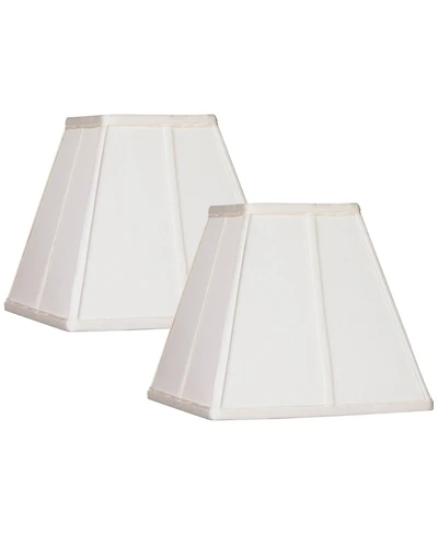 Springcrest Set of 2 Ivory Classic Small Square Lamp Shades 5.25" Top x 10" Bottom x 9" High (Spider) Replacement with Harp and Finial