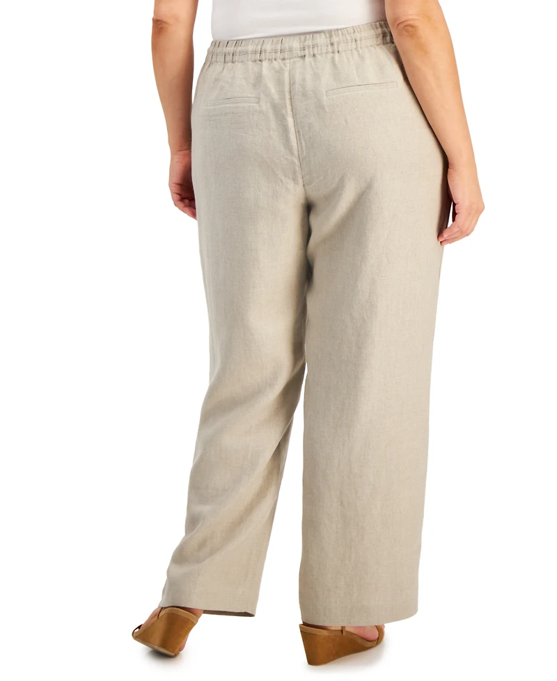 Charter Club Plus 100% Linen Pants, Exclusively at Macy's