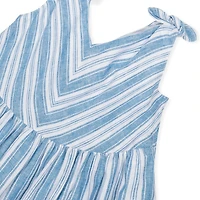 Hope & Henry Girls' Sleeveless Bow Shoulder Swing Dress