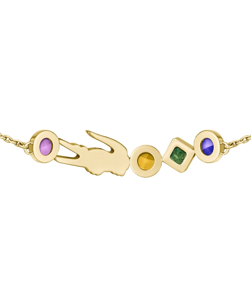 Lacoste Gold-Tone Deva Multicolor Stone Charm Bracelet