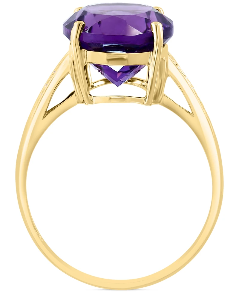 Effy Amethyst (4-1/6 ct. t.w.) & Diamond (1/20 ct. t.w.) Oval Ring in 14k Gold