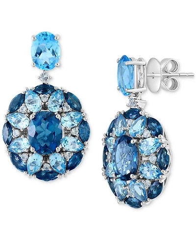 Effy Multi-Topaz Cluster Drop Earrings (15-1/10 ct. t.w.) in Sterling Silver