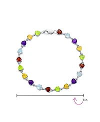Bling Jewelry Multicolor Citrine Peridot Garnet Aquamarine Amethyst Heart Shape Tennis Bracelet Sterling Silver 7 Inch