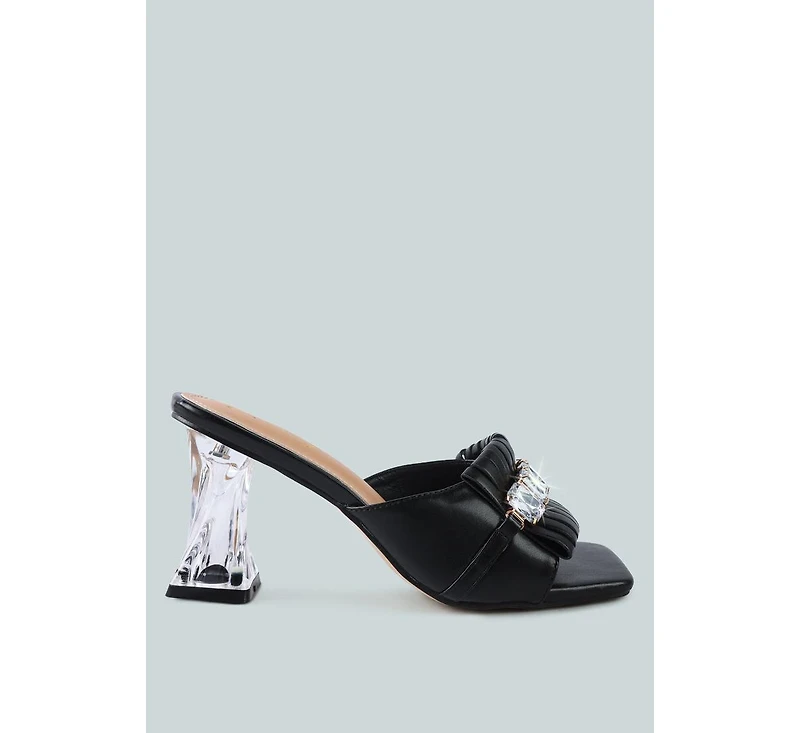 Women's Deeba Diamante Embellishment Clear Spool Heel Sandals