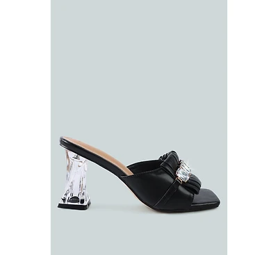 Women's Deeba Diamante Embellishment Clear Spool Heel Sandals