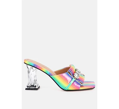 Women's Deeba Diamante Embellishment Clear Spool Heel Sandals