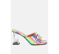 Women's Deeba Diamante Embellishment Clear Spool Heel Sandals