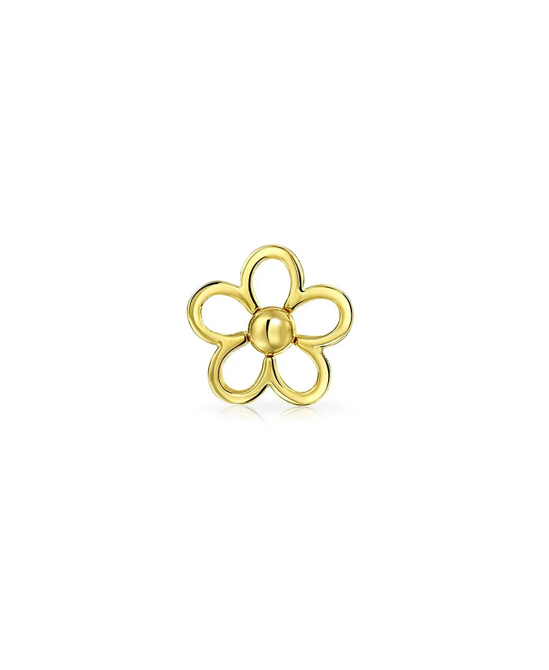 Bling Jewelry Tiny Petite Dainty14K Yellow Gold Sunflower Daisy Flower Cartilage Ear Lobe Stud Earrings Helix Secure Clutch Screw back