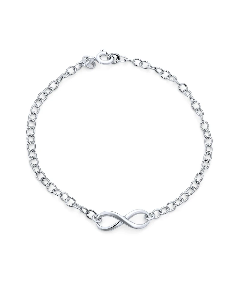 Bling Jewelry Delicate Minimalist Eternal Love Knot figure Eight Chain Infinity Bracelet Sterling Silver 7"