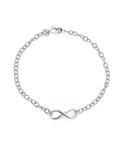 Bling Jewelry Delicate Minimalist Eternal Love Knot figure Eight Chain Infinity Bracelet Sterling Silver 7"