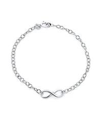 Bling Jewelry Delicate Minimalist Eternal Love Knot figure Eight Chain Infinity Bracelet Sterling Silver 7"