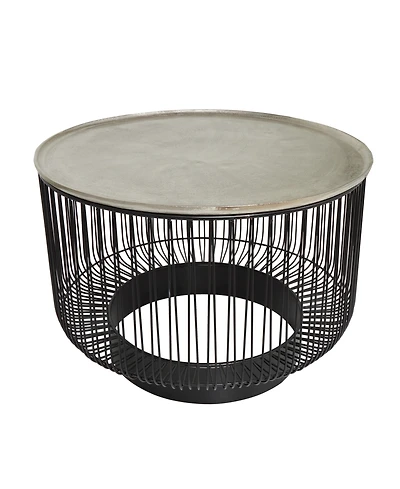 Rosemary Lane 30" x 30" x 17" Metal Open Frame Wire Geometric Silver-Tone Aluminum Top Coffee Table