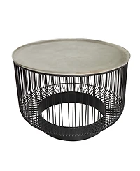 Rosemary Lane 30" x 30" x 17" Metal Open Frame Wire Geometric Silver-Tone Aluminum Top Coffee Table