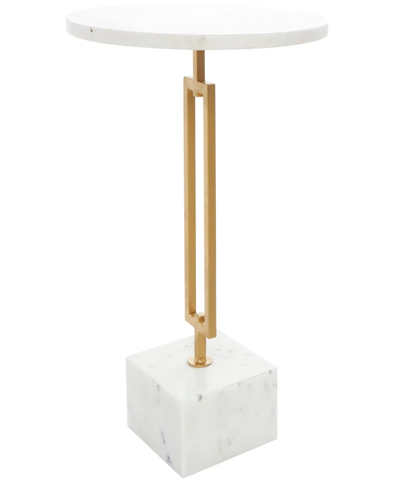 Rosemary Lane 16" x 16" x 23" Marble Geometric Gold-Tone Metal Rectangular Stand Accent Table