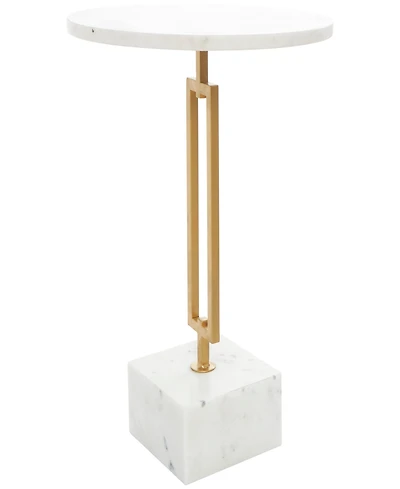 Rosemary Lane 16" x 16" x 23" Marble Geometric Gold-Tone Metal Rectangular Stand Accent Table
