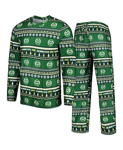 Men's Concepts Sport Green Colorado State Rams Swivel Long Sleeve T-shirt and Pants Sleep Set