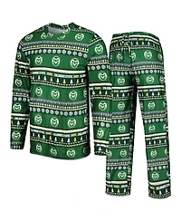 Men's Concepts Sport Green Colorado State Rams Swivel Long Sleeve T-shirt and Pants Sleep Set