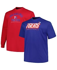 Men's Fanatics Royal, Red Philadelphia 76ers Big and Tall Short Sleeve Long T-shirt Set