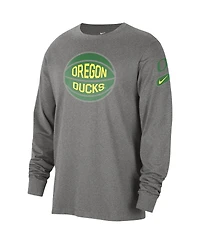 Men's Nike Heather Gray Oregon Ducks Fast Break Long Sleeve T-shirt