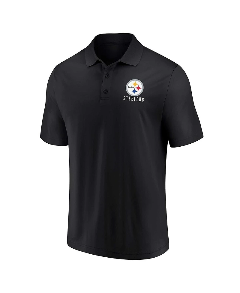 Men's Fanatics White, Black Pittsburgh Steelers Lockup Two-Pack Polo Shirt Set