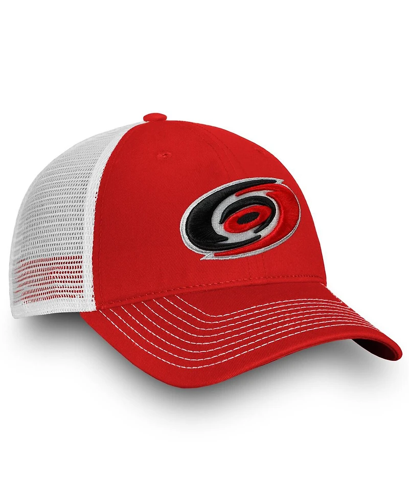 Men's Fanatics Red, White Carolina Hurricanes Slouch Core Primary Trucker Snapback Hat