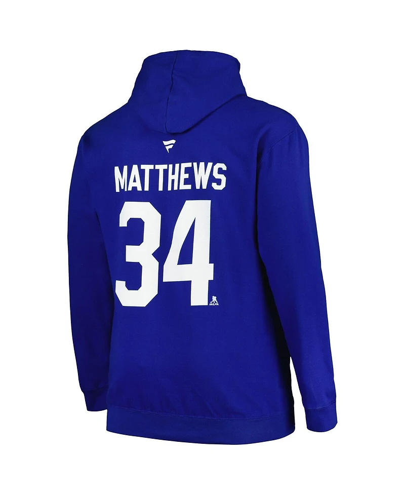 Men's Profile Auston Matthews Blue Toronto Maple Leafs Big and Tall Name and Number Pullover Hoodie