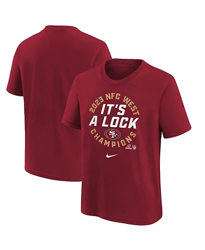 Big Boys Nike Scarlet San Francisco 49ers 2023 Nfc West Division Champions Locker Room Trophy Collection T-shirt