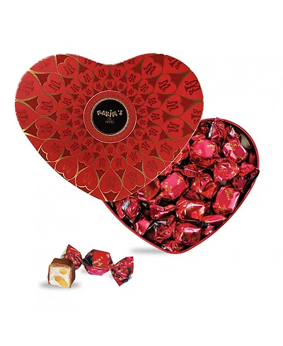 Maxim's De Paris Heart Shaped Tin Box Filled with Chocolate Covered Nougats