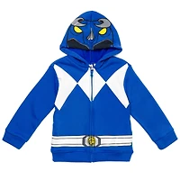 Power Rangers Blue Ranger Red Black Fleece Zip Up Hoodie Toddler| Child Boys