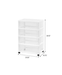 Iris Usa 4 Drawer Plastic Wide Storage Chest with 4 Casters, White/Natural