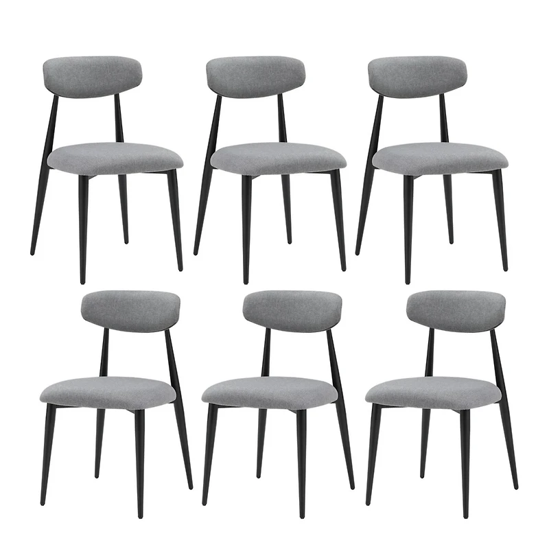 Streamdale Grey Upholstered Dining Chairs (6), Metal Legs