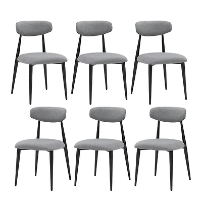 Streamdale Grey Upholstered Dining Chairs (6), Metal Legs