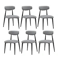 Streamdale Grey Upholstered Dining Chairs (6), Metal Legs
