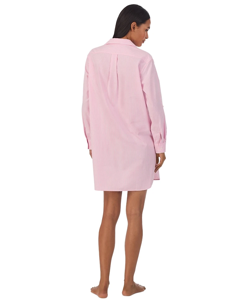 Lauren Ralph Women's Long-Sleeve Roll-Tab His Shirt Sleepshirt