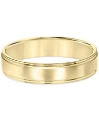 Men's Satin Finish Beveled Edge Band 18k Gold-Plated Sterling Silver (Also Silver)