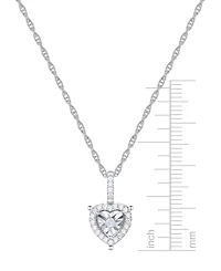 Diamond Heart Halo 18" Pendant Necklace (1/4 ct. t.w.) in Sterling Silver