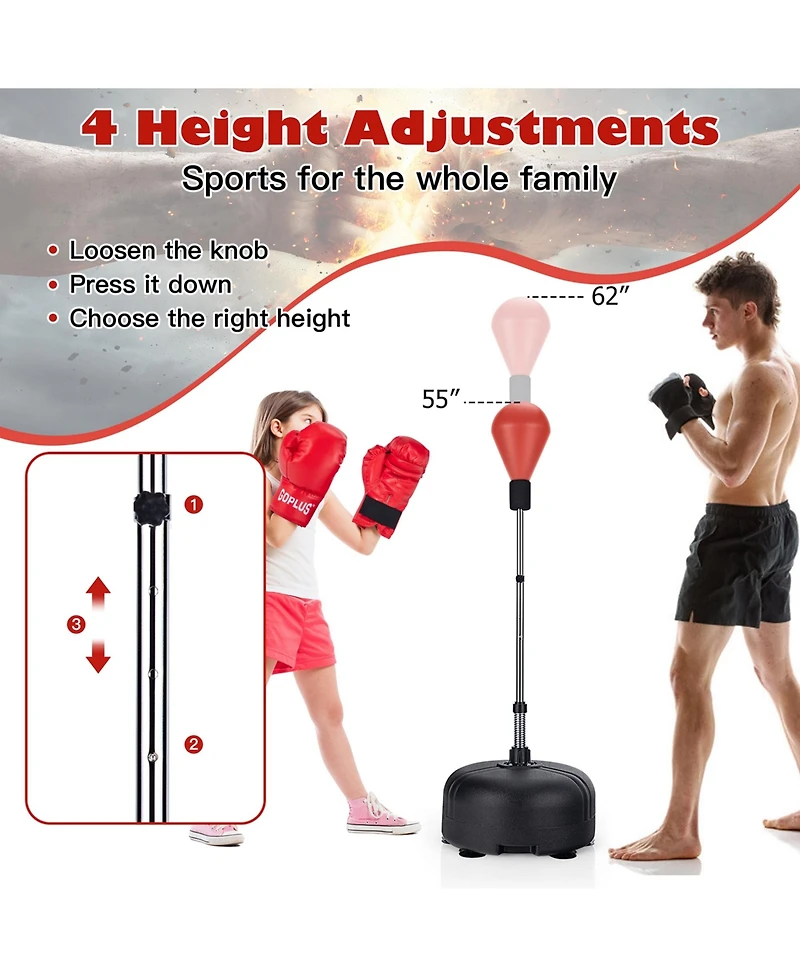 Freestanding Punching Bag with Stand Boxing Gloves for Adult Kids Adjustable