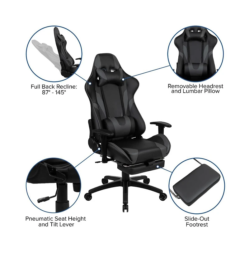Z300 Gaming Racing Office Ergonomic Pc Chair With Reclining Back And Footrest