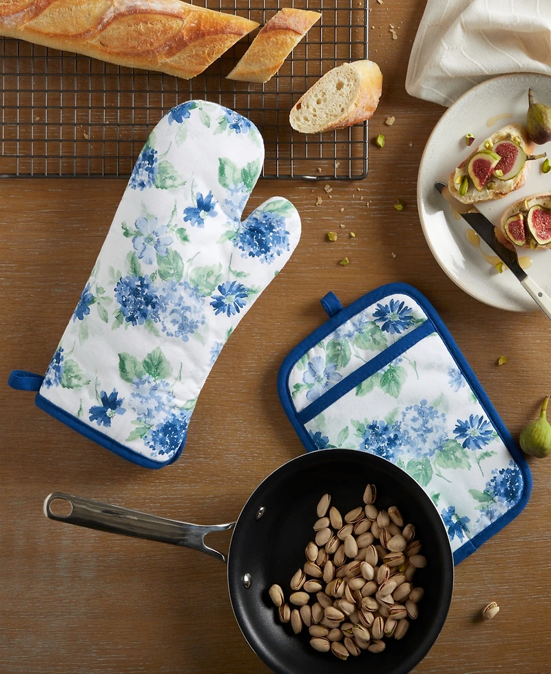Martha Stewart Amber Floral Oven Mitt Pot Holder Oven Mitt 7" x 13", Pot Holder 7" x 10" 2 Pk
